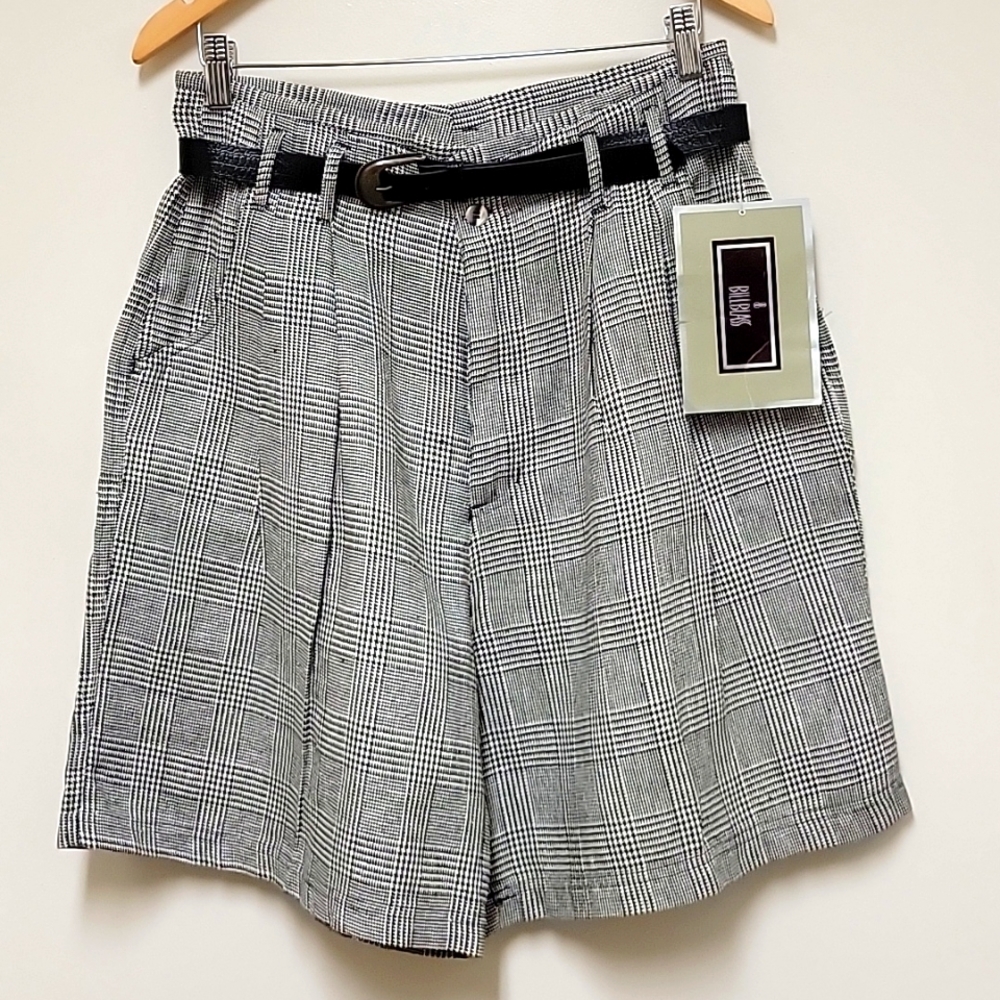 Vintage | Bill Blass | Plaid High Rise Belted Bermuda Shorts - Picture 2 of 15